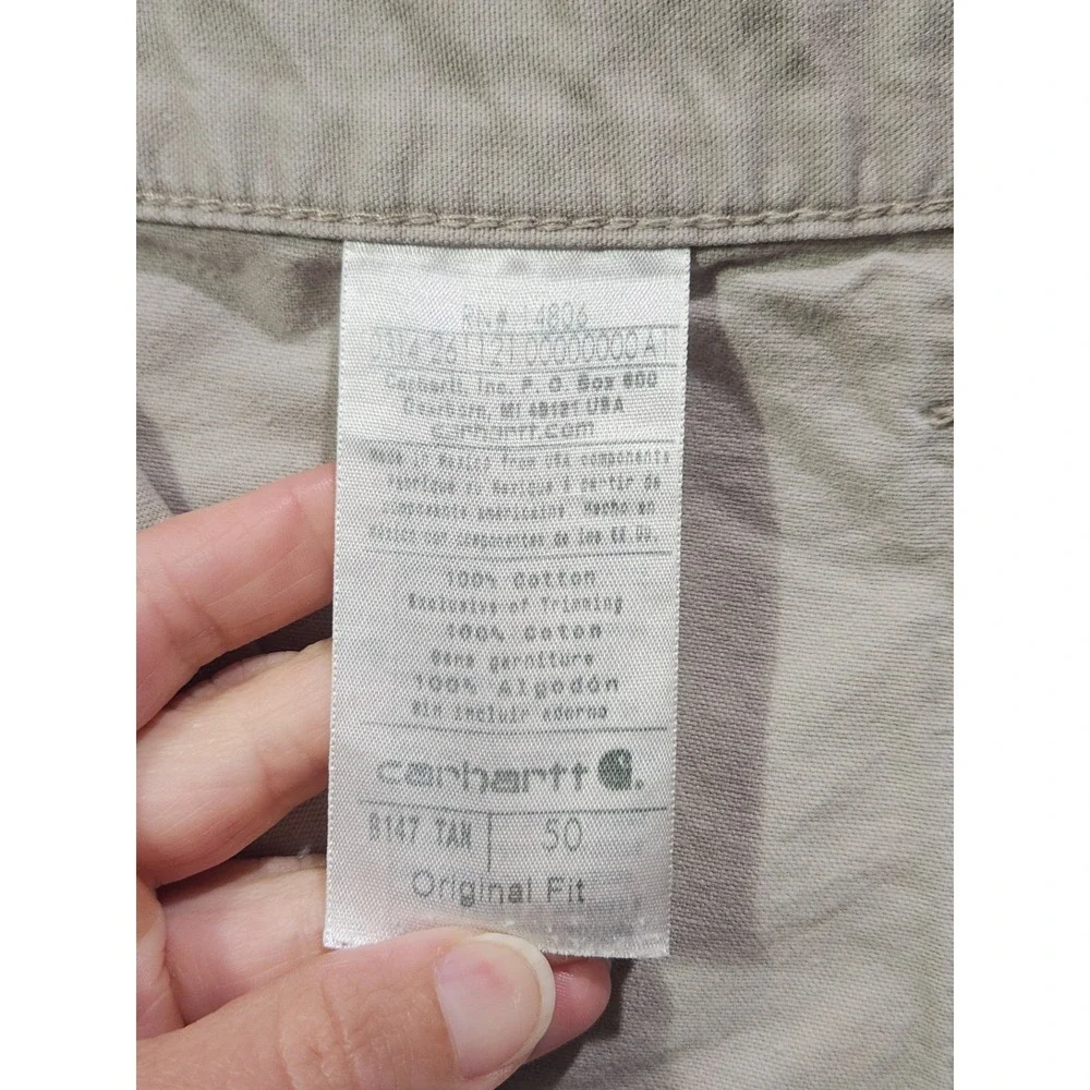 CARHARTT Original Fit B147 Carpenter Utility Shorts Khaki Tan Sz‎ 50 Waist